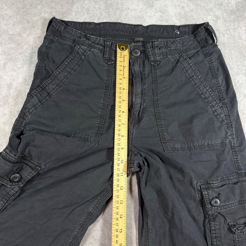 American Eagle Womens Black Cargo Pants Utility Straight Leg Size 8 Y2K Grunge - Picture 7 of 9